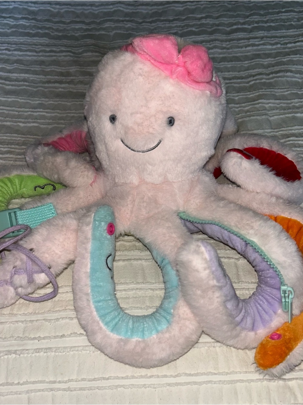 Plush Pink Octopus Sensory Toy for Kids - Soft Activity Plush